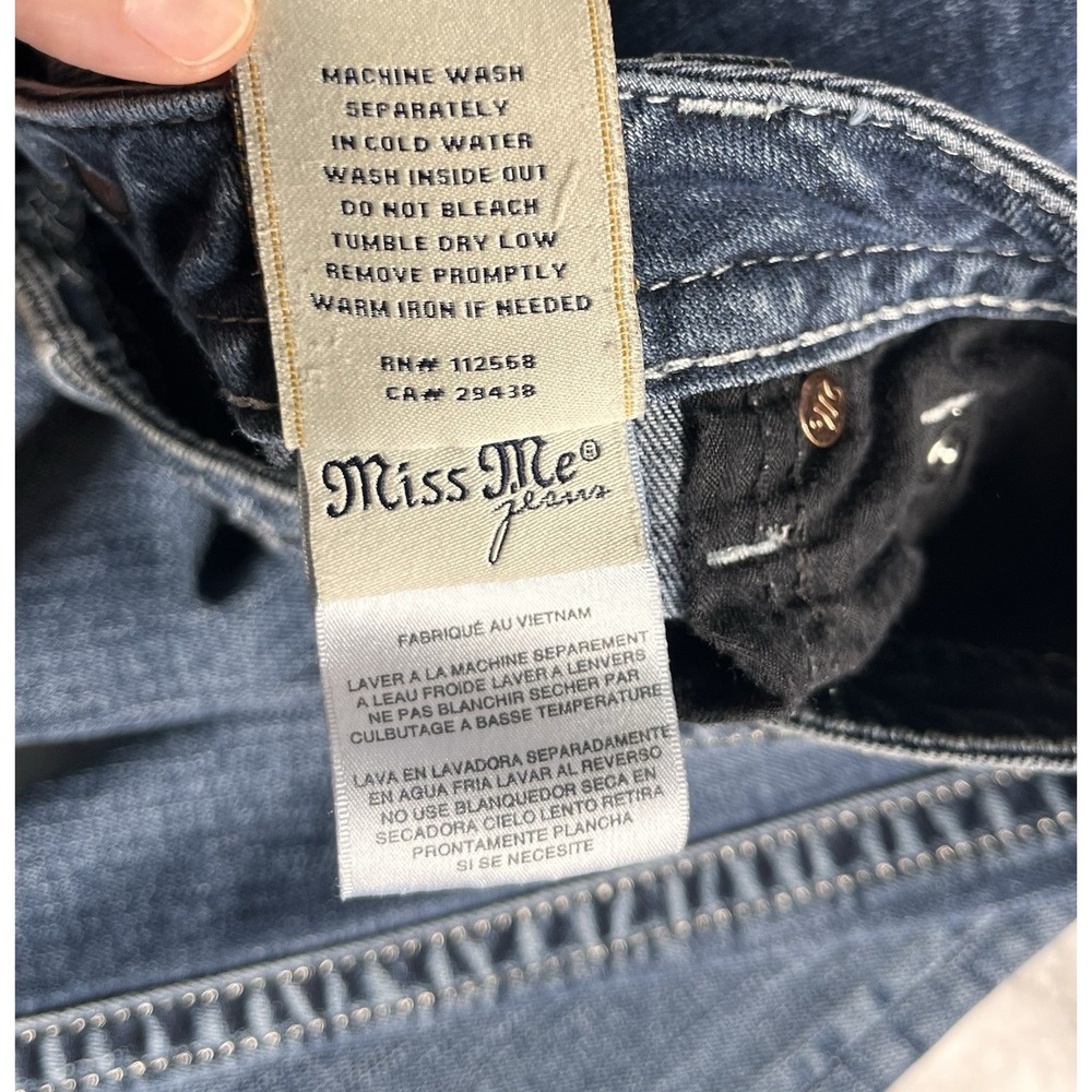 Miss Me Relaxed Bootcut Denim Jeans Embellished pockets 28X32 Y2K Low Rise - Picture 7 of 11